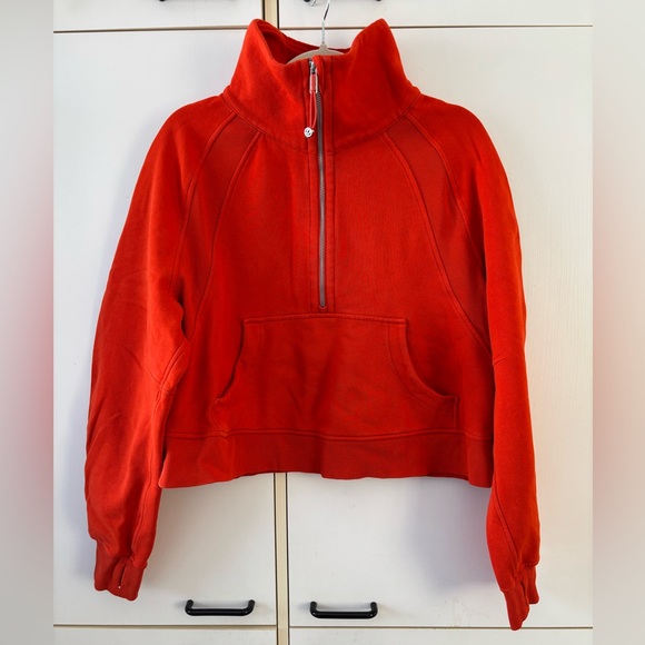 lululemon athletica Tops - Lululemon Solar Orange Scuba Oversized Funnel-Neck Half Zip Women Medium/Large
